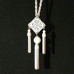 White Tassel Pendant Necklace